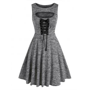 

Cutout Lace Up Space Dye Dress, Dark gray