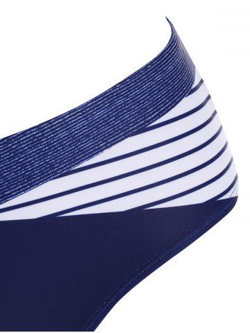 

Halter Striped Tie Cross Bikini Swimwear, Blue