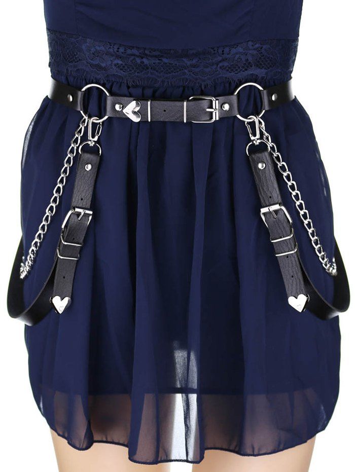 

Decorative Chain PU Gothic Belt, Black