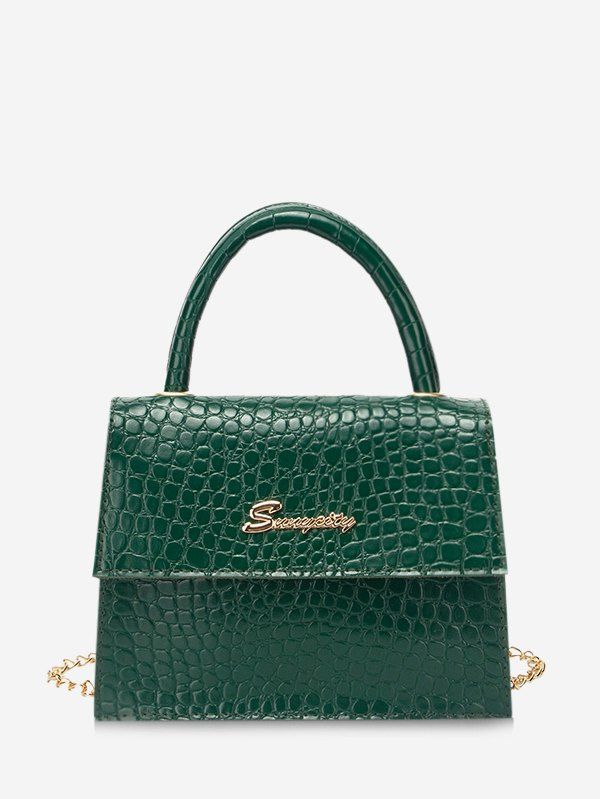 

Chain Letters Pattern Cover Handbag, Pine green