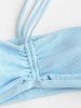 Ribbed Cinched One Shoulder Tankini Swimwear -  