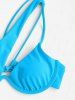 Maillot de Bain Bikini Découpé Noué à Une Epaule à Côté - Bleu S