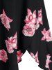 Floral Print High Low Midi Surplice Dress -  