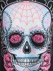 Plus Size Skull Print Raglan Sleeve Gothic Tee -  