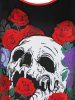 Plus Size Handkerchief Rose Skull Print Gothic Tee -  