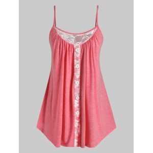 

Plus Size Lace Insert Swing Tank Top, Red