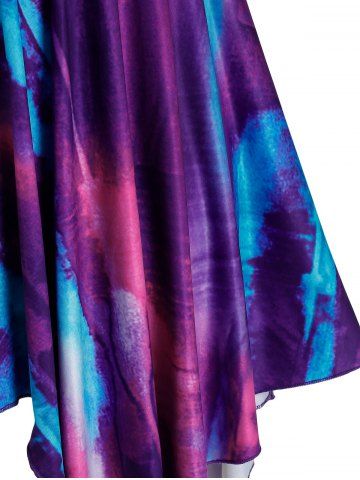 

Plus Size Handkerchief Raglan Sleeve Tie Dye Dress, Multi