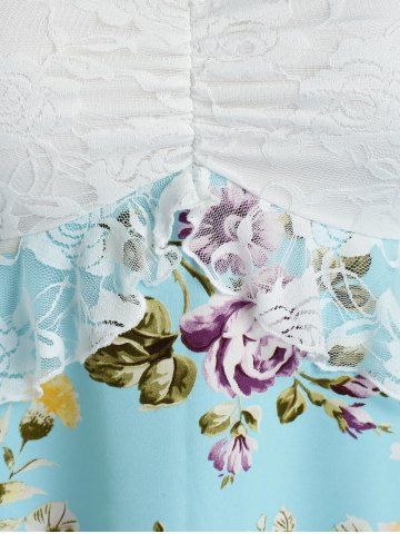 Plus Size Flounce Floral Print Tank Top