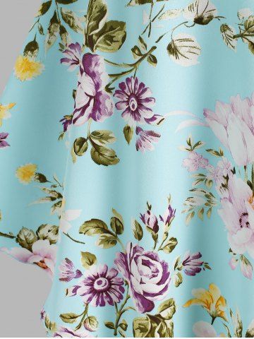Plus Size Flounce Floral Print Tank Top
