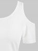 Cold Shoulder Solid Ruched T Shirt -  