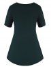 T-shirt Tunique Motif de Fleur de Grande Taille à Manches Courtes - Vert XL