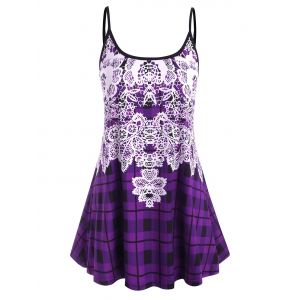 

Plus Size Plaid Pattern Adjusted Strap Cami Top, Purple