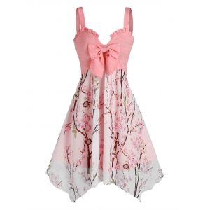

Bowknot Flower Printed Handkerchief Dress, Light pink