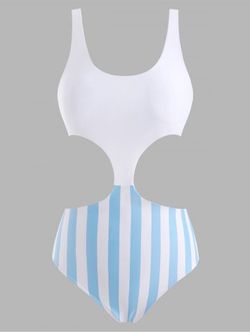 Cutout Striped One-piece Swimsuit - WHITE - S