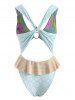 Flower Star Twisted O Ring Cutout Peplum One-piece Swimsuit -  