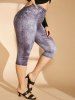 Plus Size Butterfly 3D Print Capri Jeggings -  