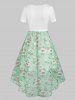 Floral Print Chiffon Insert Lace-up High Low Twofer Dress -  