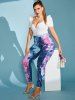 Camo Tie Dye Distressed Plus Size Pants -  