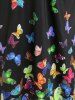 Plus Size Roll Up Sleeve Butterfly Print Tee -  