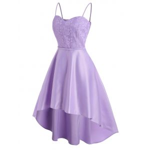 

Flower Lace Dip Hem Cami Dress, Light purple