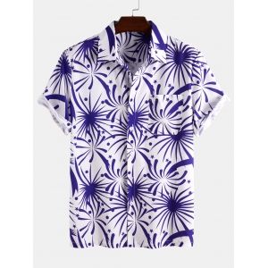 

Firework Print Short Sleeve Shirt, Blue