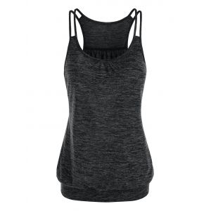 

Marled Pleated Blouson Tank Top, Dark gray