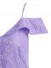 Lace Insert Cold Shoulder Foldover Cami Dress -  