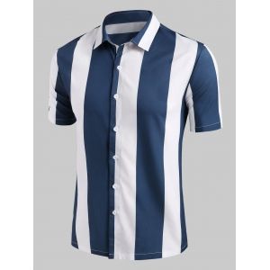 

Contrast Stripe Button Up Shirt, Blue