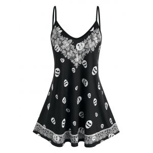 

Plus Size Skull Butterfly Pattern Backless Cami Top, Black