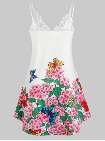 

Plus Size Embroidered Butterfly Printed Tank Top, White