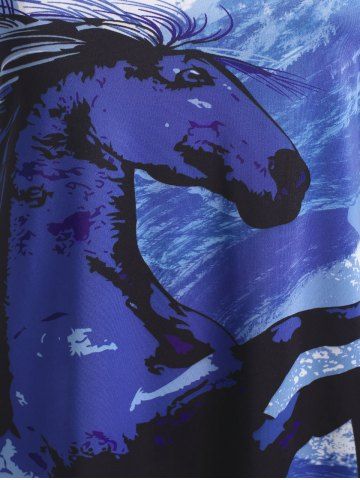 

Plus Size Tie Dye Horse V Notch Short Sleeve T-shirt, Blue