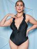Plus Size 1950s Frilled Open Back Plunge One-piece Swimsuit -  