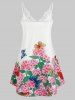 Plus Size Embroidered Butterfly Printed Tunic Tank Top -  