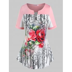 

Plus Size Floral Tree Print Swing Tee, White