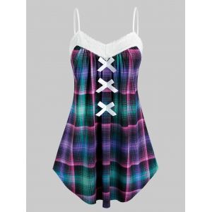 

Plus Size Bowknot Plaid Cami Tank Top, Multi