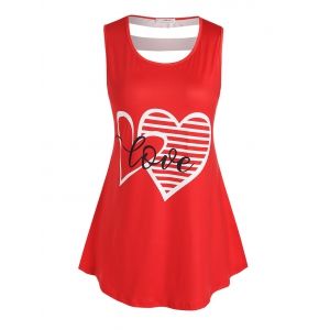 

Plus Size Graphic Print Cut Out Tank Top, Red