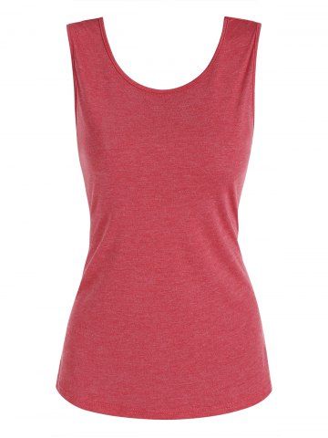 Backless Solid Tank Top - RED - XXXL