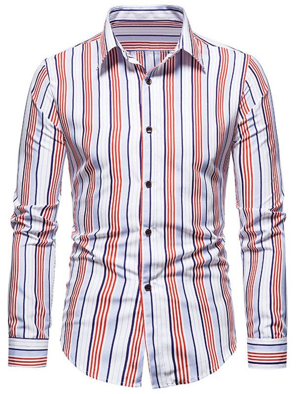 Hot Striped Print Long Sleeve Shirt  