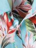 Flower Leaves Print Long Sleeve Hawaiian Shirt -  