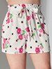 Plus Size Floral Print Belted Paperbag Shorts -  