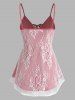 Lace-up Lace Overlay Tank Top -  