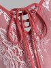 Lace-up Lace Overlay Tank Top -  