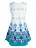 Plus Size Floral Paisley Print Lace-up Tunic Tank Top -  