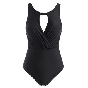 

Ruched Hollow Out Open Back One-piece Swimsuit, Black