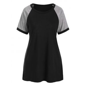 

Raglan Sleeve Colorblock Basic Tee, Black