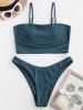 Ribbed Underwire High Cut Tankini Swimwear -  