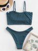 Maillot de Bain Tankini Côtelé à Coupe Haute à Armature - Vert profond XL
