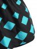 Rhombus Print Criss Cross Back Skirted Tankini Swimwear -  