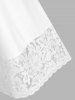Plus Size Ombre Color Floral Print Lace Trim Tee -  