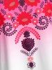 Plus Size Ombre Color Floral Print Lace Trim Tee -  
